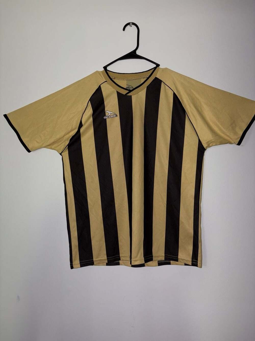 Score Gold and Black Striped Soccer Jersey Number 7 Small